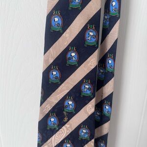 Navy and Beige Patterned Tie Snoopy 1958